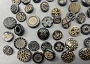 Huge Lot Of Victorian Buttons Carved Jet & More See Photos