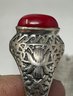 Sterling Silver Ring Red Stone Size 11.75