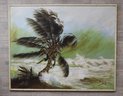 HUGE! Oil Painting Of Palm Tree TIKI Decor Great