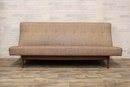 Large Jens Risom Armless Sofa Walnut Base In Brown Tweed