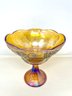 Vintage Indiana Glass Harvest Grape Amber Iridescent Open Compote