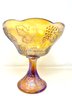 Vintage Indiana Glass Harvest Grape Amber Iridescent Open Compote