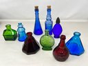 Collection Of Vintage Colored Glass Petite Bottles
