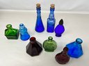 Collection Of Vintage Colored Glass Petite Bottles