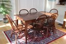 Vintage Solid Oak Dining Set Table & 6 Chairs