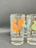 Mid Century Glassware With Fun Colorful Chickens