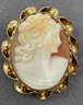 Antique Gold Fill GF Carved Cameo Brooch Pin