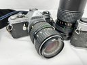 Vintage Pentax Camera Lot With Additional Lens - Untested Including K1000 SE And Abahi ME