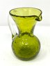 Vintage Handblown Glass Pitcher In Vibrant Green