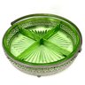 Beautiful Antique Glass Divided Dish - With Carrier