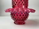 Fenton Cranberry Opalescent Hobnail Fairy Lamp - Missing Interior Plate