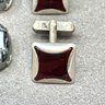 Sterling Cufflinks Including Red Stone Links By Swank