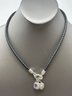 Sterling And Leather Necklace Signed Judith Ripka