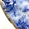 Beautiful Antique Warwick China Flow Blue Pansy Platter With Gilded Edges