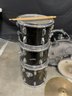 1960s Rogers Power Tone Drum Set In Black With Grey Speckle Interiors