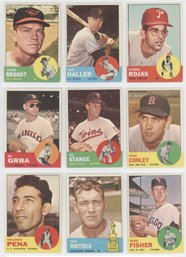 Lot Of (9) 1963 Topps Baseball Cards