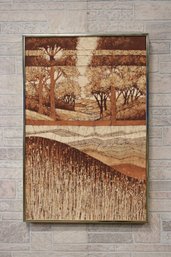 Vintage Framed Batik Style Tapestry Art