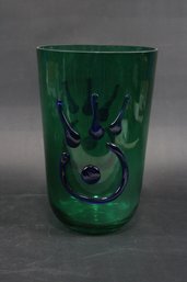 Mid Century Modern Glass Vase W/ Applied Decoration
