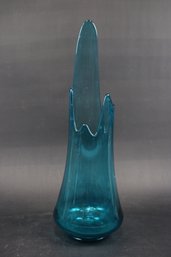 HUGE LE Smith Swung Glass Vase Blue