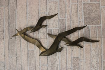 Mid Century Modern Brass Seagull Wall Sculpture
