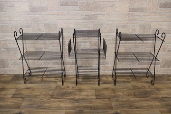 Group Of 3 Mid Century Modern Wire Shelves
