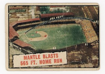 1961 Topps Mickey Mantle Blasts A Home Run
