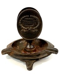 Antique Cast Iron Russwin Hardware Advertising Matchsafe And Ashtray