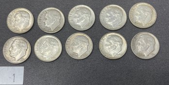 Lot Of 10 Roosevelt Silver Dimes (1)
