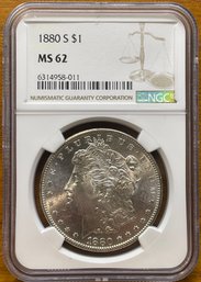 1880 S Morgan Silver Dollar NGC MS62 Graded
