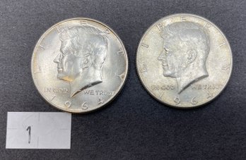 Pair Of Silver Kennedy Half Dollars (1)