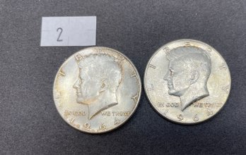 Pair Of Silver Kennedy Half Dollars (2)