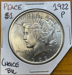 1922 P Peace. Silver Dollar BU Choice