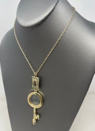 Vintage Costume Key Necklace With Magnifying Glass