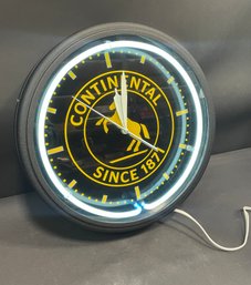 Continetal Tires Neon Advertising Clock Mint Condition