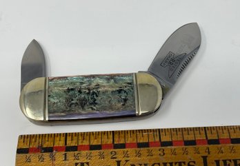 Rough Rider Smooth Abalone Elephant Toe Pocket Knife Mint!