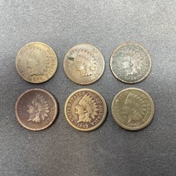 Lot Of 6 Indian Head Pennies