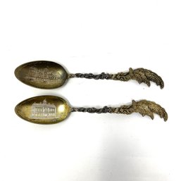 Pair Of Vintage Sterling Silver Souvenir Spoons NL CT 22.34 Grams