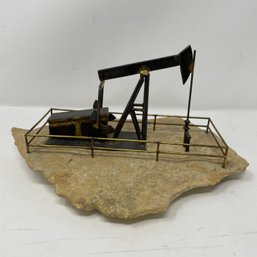 Vintage Mid Century Modern Oil Rig Sculpture Signed