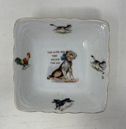 Vintage German Porcelain Plate 'this Is The Dog That Killed The Cat'