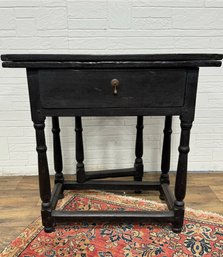 Late 18th / Early 19th C. One Drawer Tavern Table With Ebonized Base