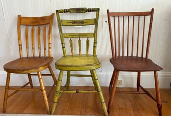 Group Of 3 Antique Windsor Chairs