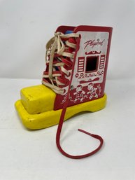 Vintage Playskool Shoe Lacer Toy Wood