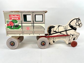 Vintage Sealtest Horse And Wagon Toy Tin And Wood National Dairy Product Corporation