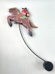 Folk Art Horse Cowboy Balance Toy