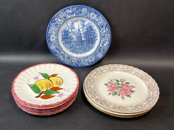 Group Of Vintage Dinner Plates In Various Patterns