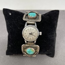 Vintage Watch With Silver Native American Turquoise Bands Very Nice