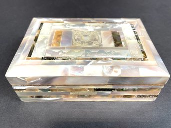 Beautiful Mother Of Pearl Inlay Lined Trinket Box