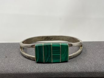 Sterling & Malachite Cuff Bracelet 46.54g