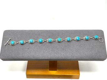 Sterling Silver And Turquoise Bracelet 15.12g