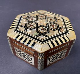 Inlaid Octagonal Lined Trinket Box - Beautifully Crafted